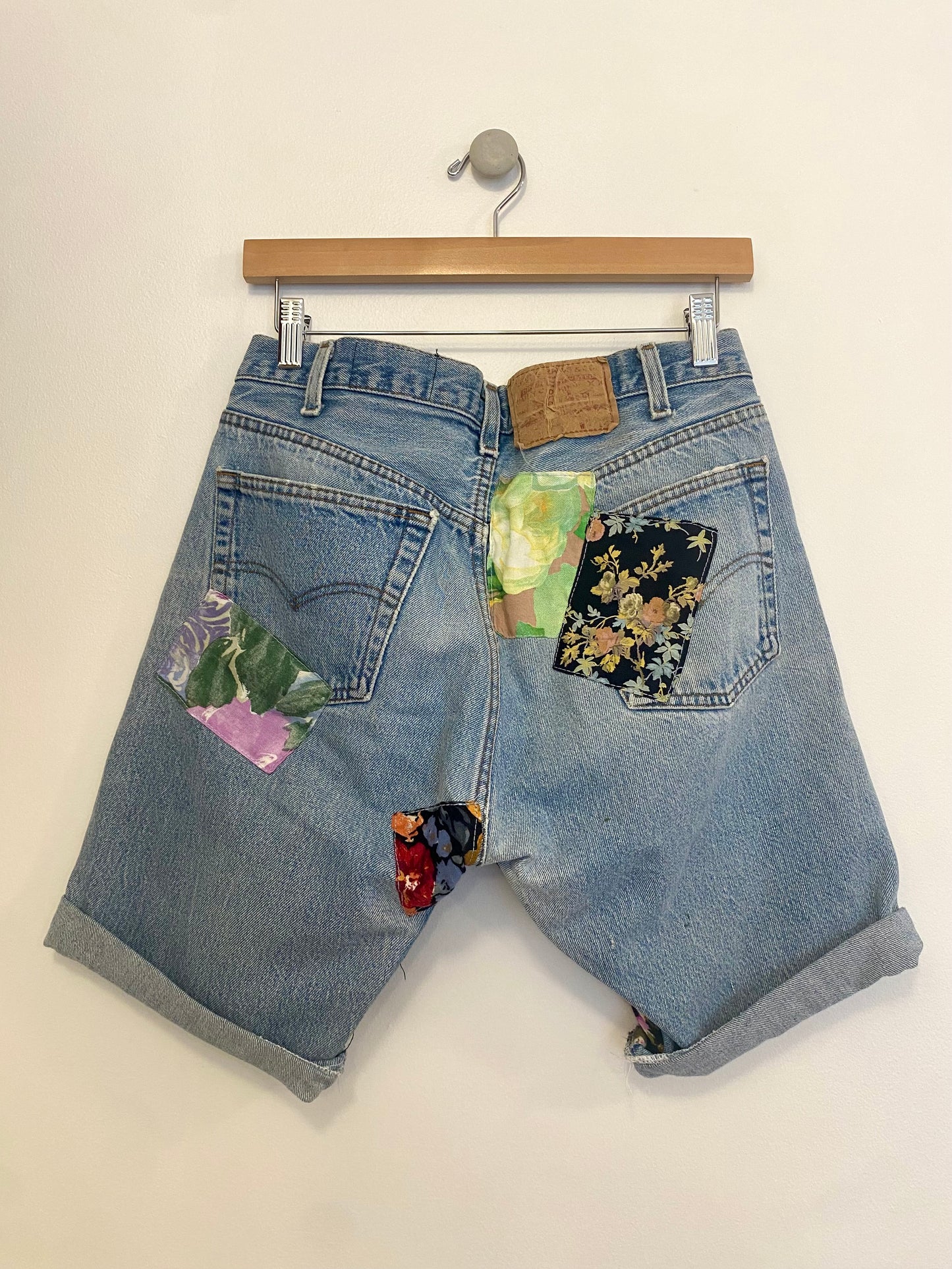 1990s PATCHWORK DENIM SHORTS