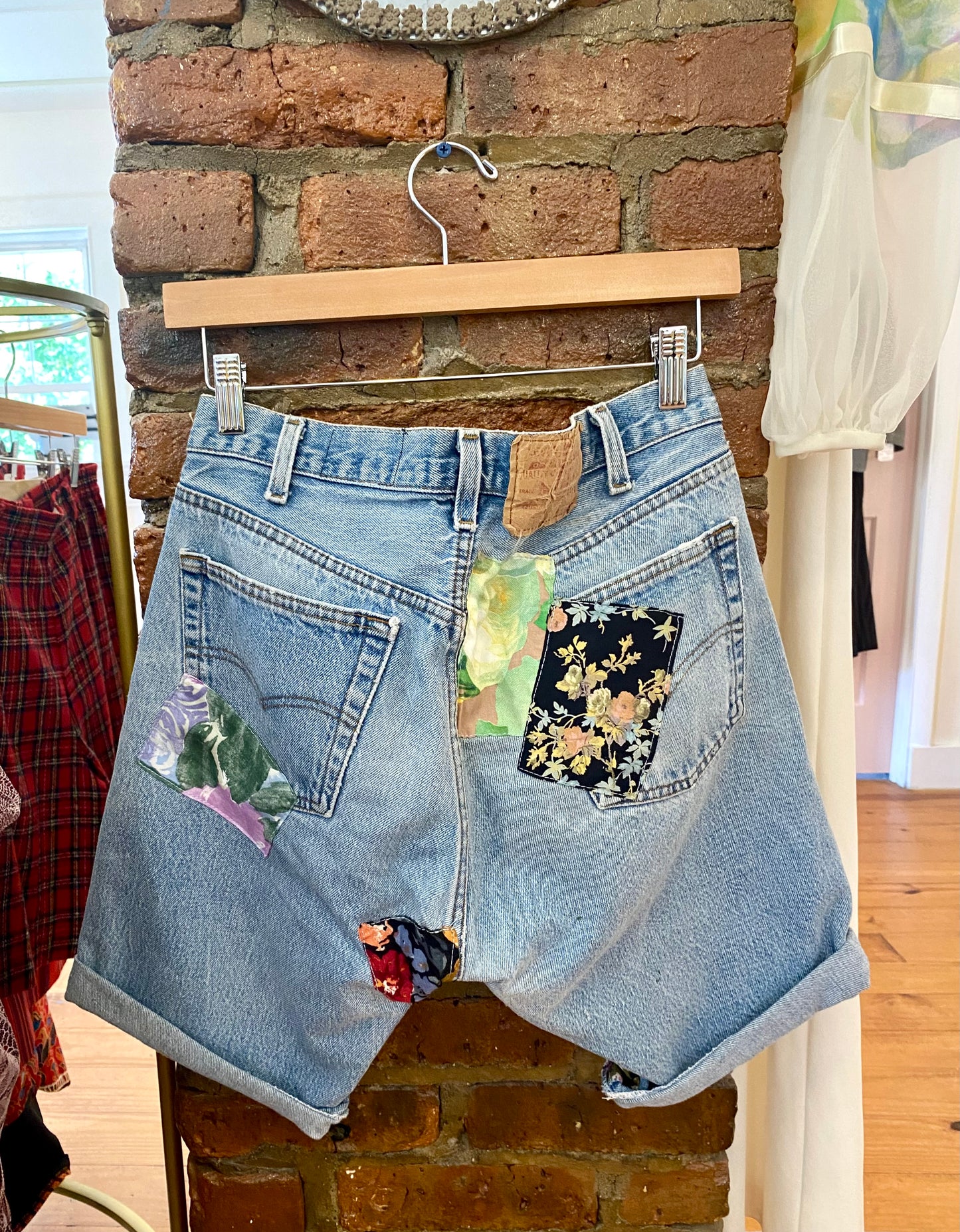 1990s PATCHWORK DENIM SHORTS