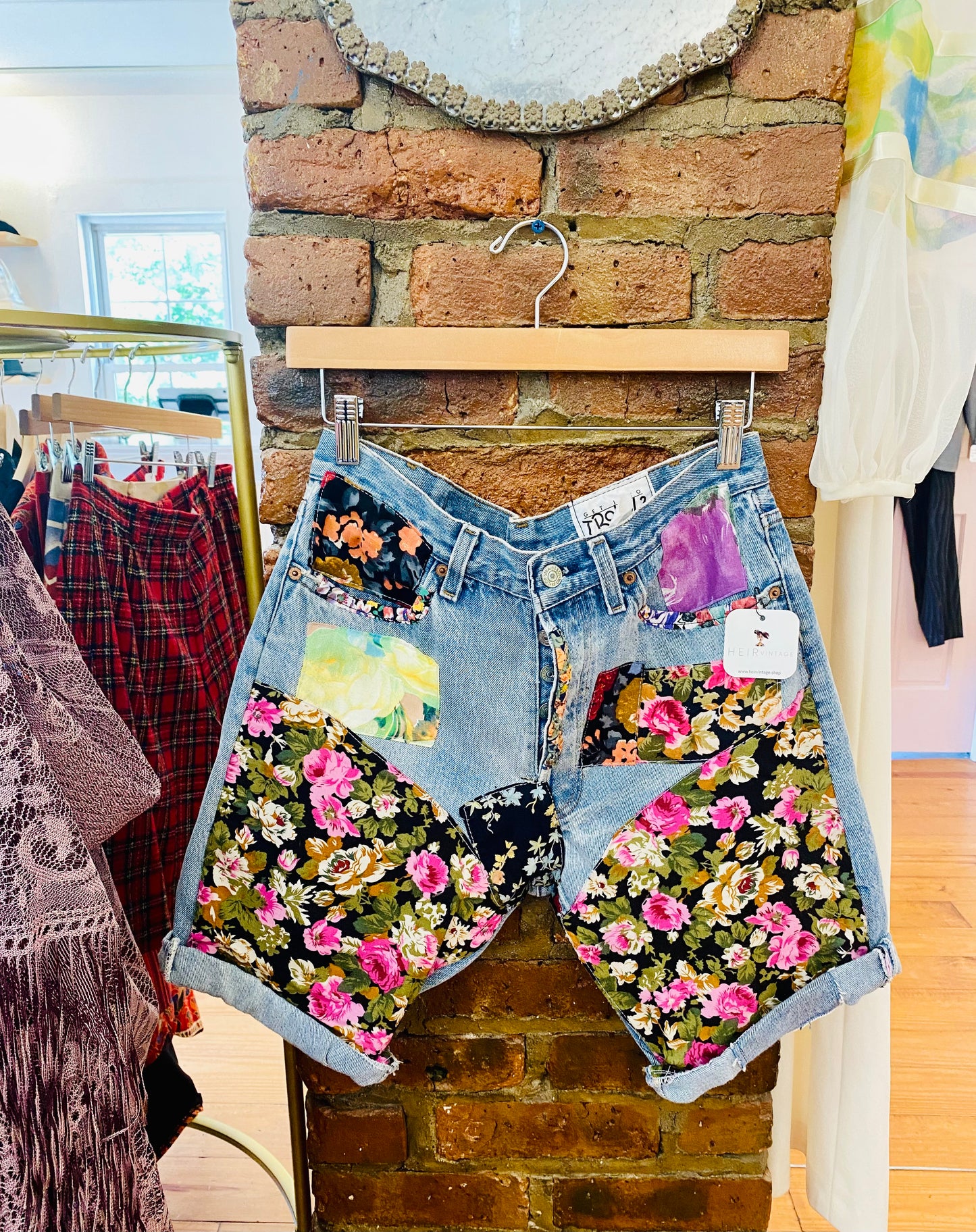 1990s PATCHWORK DENIM SHORTS