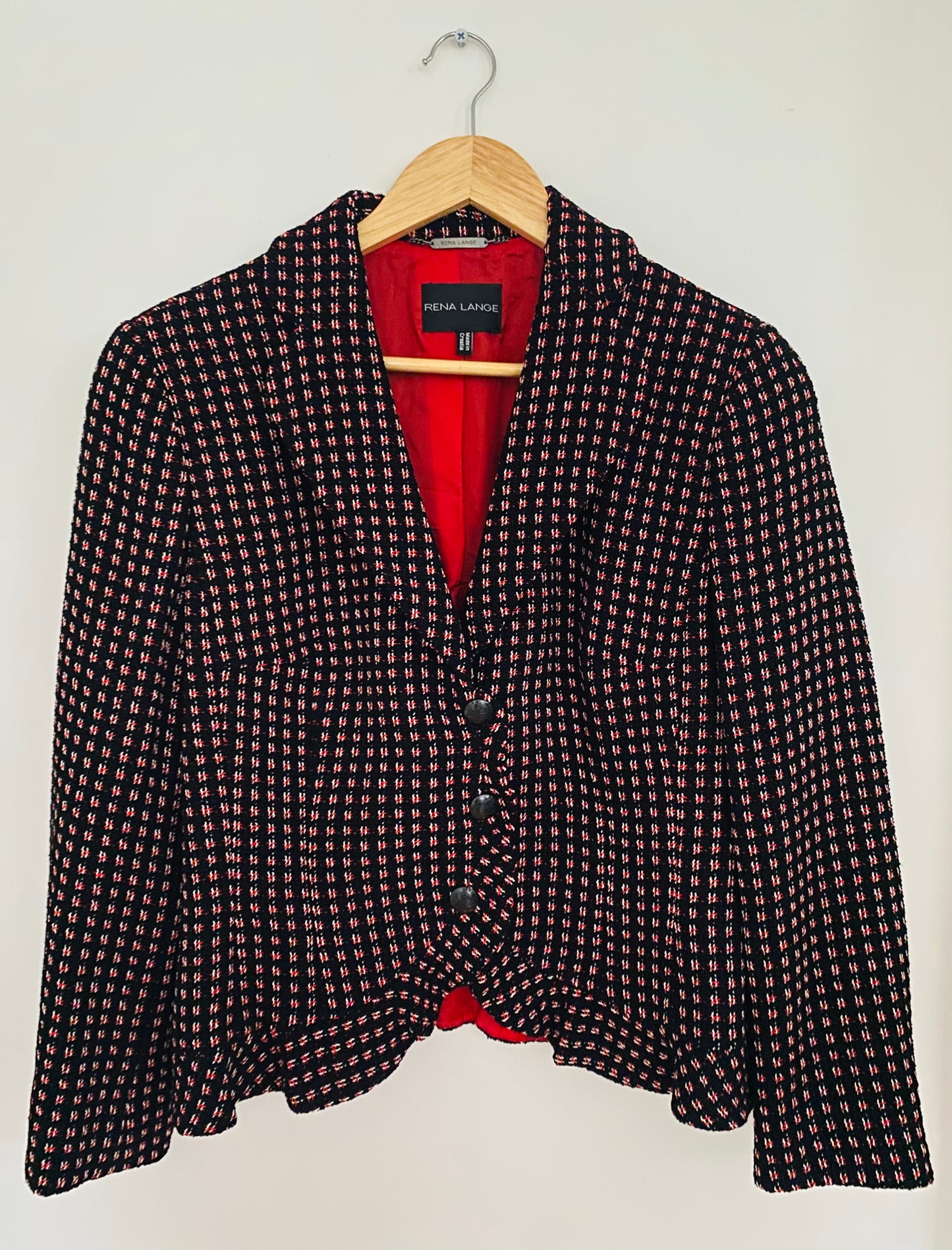 RENA LANGE, LS VIRGIN WOOL PATTERN BLAZER