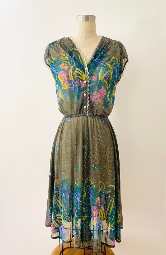 OLGA DE POLGA, VINTAGE PRINTED SS DRESS