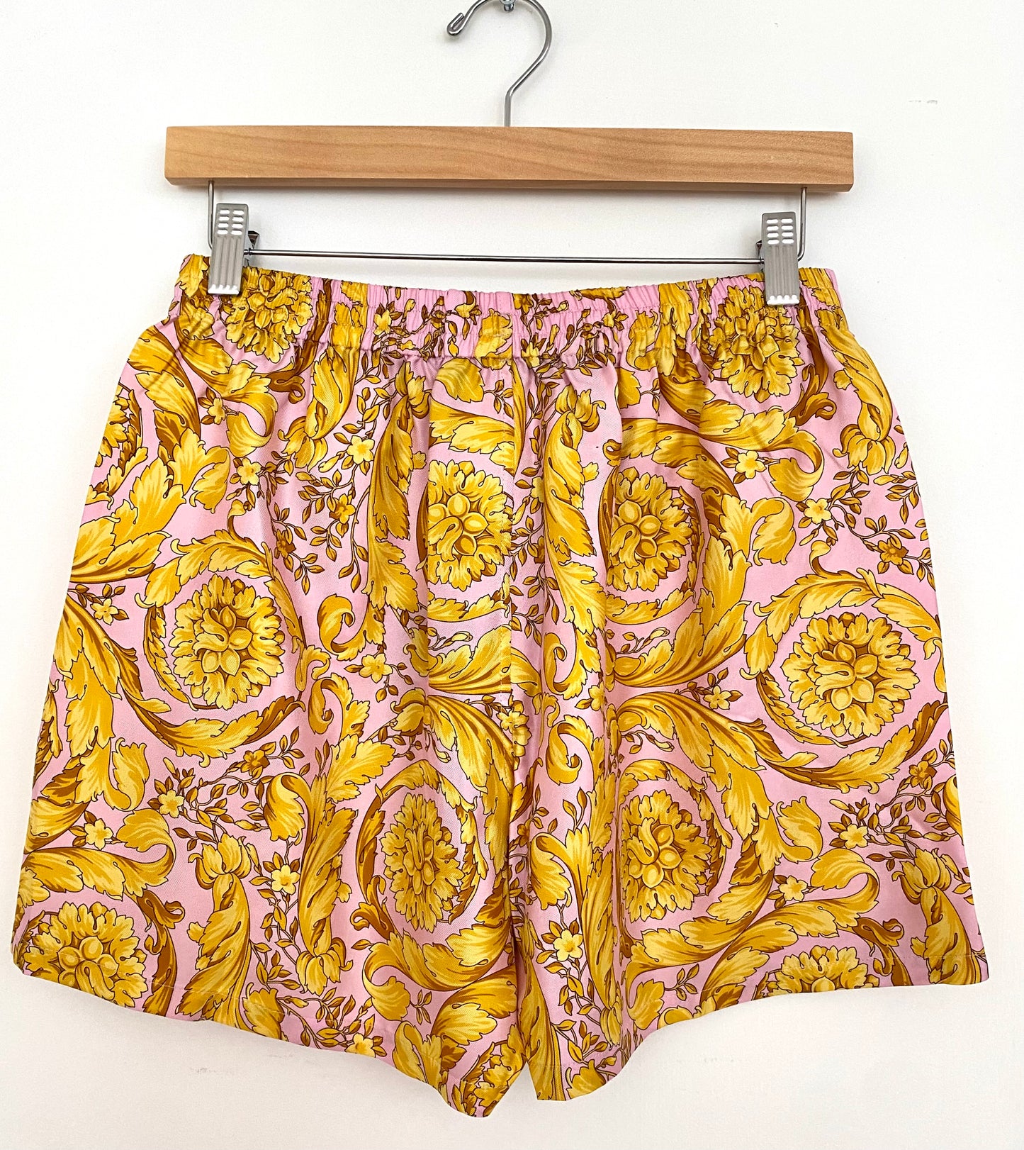 VERSACE, PRINTED SILK SHORTS